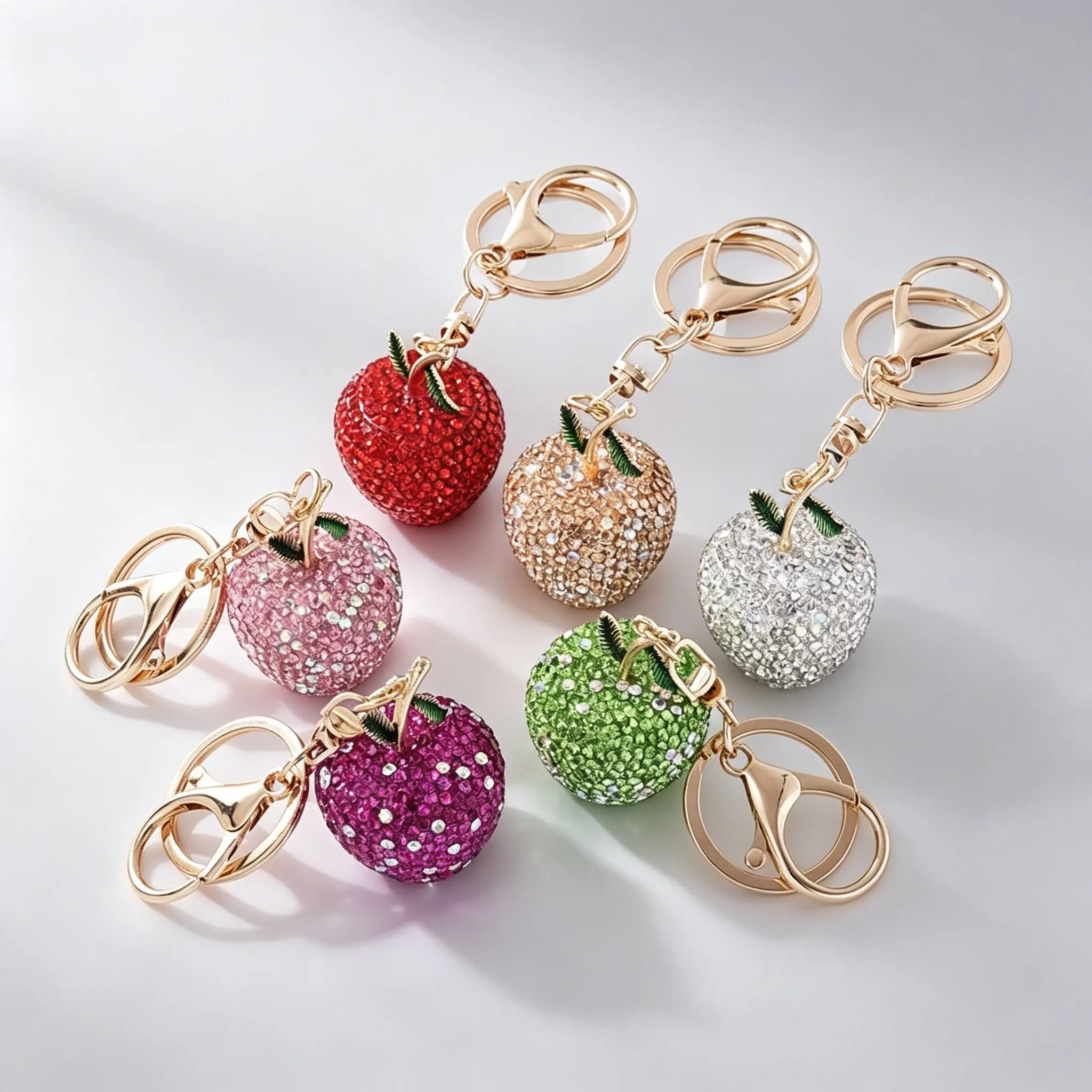 Cute Apple Keychain Pendant, Rhinestone Keychain, Casual Style, Perfect for Women and Kids, Ideal for Bags, Keys, Car Keys, Phone Chain, Holiday Gift