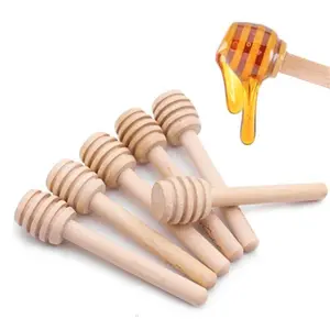 Wooden Honey Spoon Coffee Stirring Stick, 8cm/3.15inch Wooden Honey Dipper, Honey Slime Box Canister, 1 Piece Pack, Coffee Tools