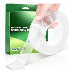 Nano Double Sided Tape Heavy Duty, Clear Removable Mounting Adhesive Tape for Wall Decor Picture Hanging Home Office DIY, Reusable Multipurpose Gel Grip Tape 9.85FT