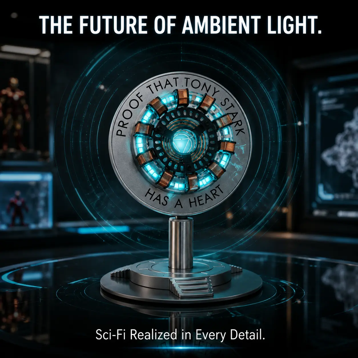 Sci-Fi Holographic Glow Core Ambient Lamp, Reflective RGB Desk Decor Light with Touch & Remote Control