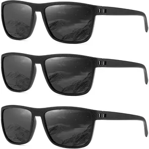 Polarized Sunglasses for Men and Women Square Sun glasses UV Protection For Driving Fishing Golf (3 Pack) rectangle frame