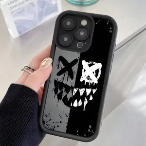 Devil'S Smile Pattern Phone Case for iPhone 16 15 14 Pro Max 13 12 11 XR XS Plus Shockproof Drop Protection Rugged Durable Silicone Cover