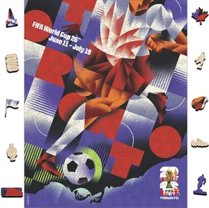 FIFA World Cup 2026 City Puzzle Toronto Poster Wooden Jigsaw Puzzle, 200 Pieces Official Soccer Sports Game Gift for Men Women, Adults Home Decoration Puzzle, 9.3x11.8''