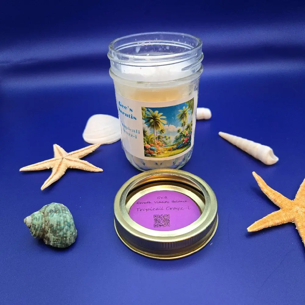 Handcrafted Scented Soy Candle, Tropicali Crayzi Jamaica Me Crazy Scent, Tropical Summer Vibes Home Decor Candle, Available in 4 oz or 8 oz