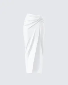 Carly White Beaded Drape Skirt