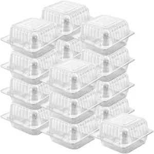 5 x 5 inch Clear Plastic Hinged Take Out Containers Clamshell Takeout Tray 50 Count Food Clamshell Containers for Dessert, Cakes, Cookies, Salads, Pasta, Sandwiches