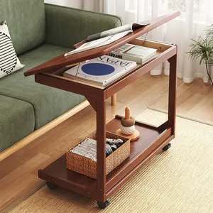 CNCEST C-Shaped End Table with Wheels & Adjustable Tilt (0-40°) Modern Mobile Side Table for Sofa, Bed, Office, 55lbs Load Storage Stand