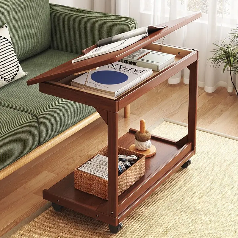 CNCEST Modern U-Shape End Table - Modern Bedside Table, 4-Wheel Mobile Nightstand with Easy Movement, 0-40° Tiltable Tabletop, 55lbs Load Capacity, Indoor Furniture for Sofa, Bed, Laptop-Friendly, Child-Safe