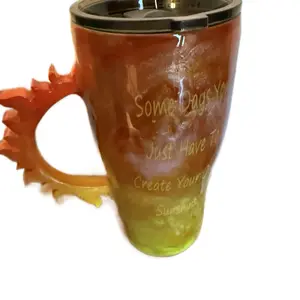 Modern Curve Epoxy Tumbler 30oz with Custom 3D Handle - Some Days You Just Have To Create Your Sunshine Motif