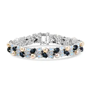 Blue Star Sapphire DF and Multi Gemstone 19.65 ctw Celestial Tapestry Bracelet in Rhodium Over Sterling Silver 6.50 In Christmas Gifts
