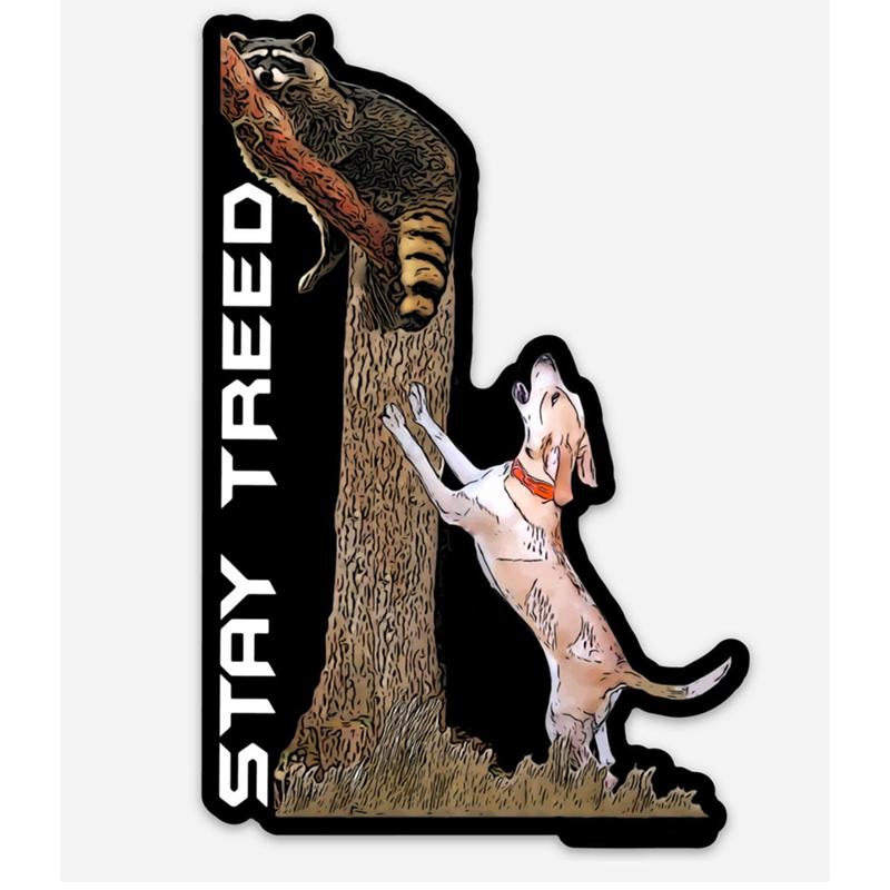 Stay treed English Red Tick coon hound Hunter Gun Dog Vinyl Hunting Sticker!