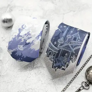 Preppy-Style Polyester Tie, 2400-Needle Woven, Silver Jacquard Design, Unisex Accessory, Ideal Valentine’s Day Gift, College-Inspired Clothing Accessory, Butterfly