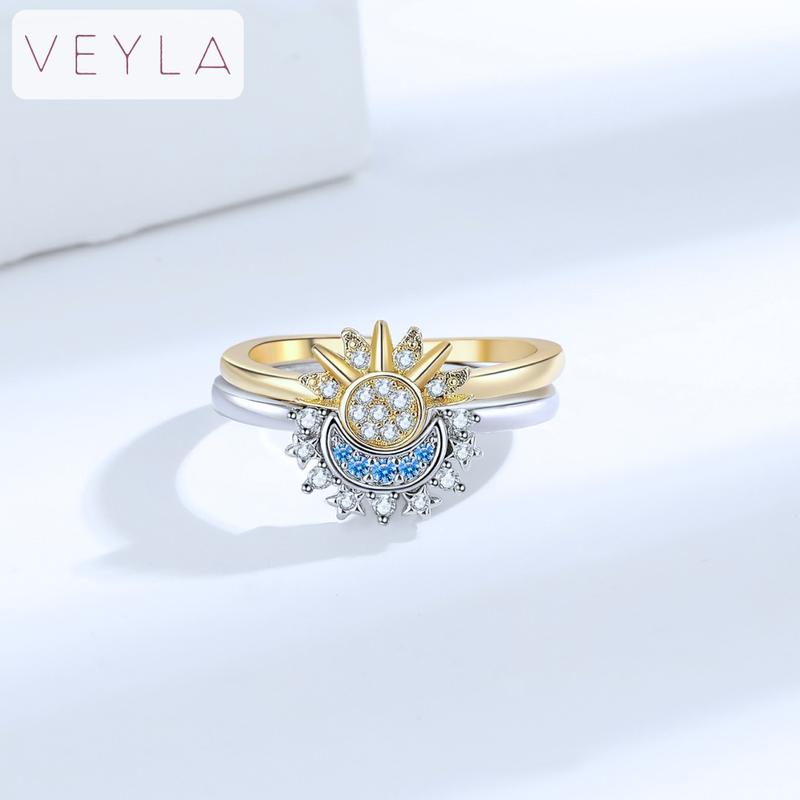Adjustable Sun & Moon Ring Set, Gold & Silver Nested Rings, for Couples, Romantic Friendship & Love Jewelry, Stylish Stackable Rings, Perfect Gift for Valentine’s Day, Christmas, Birthday & Anniversary – Veyla
