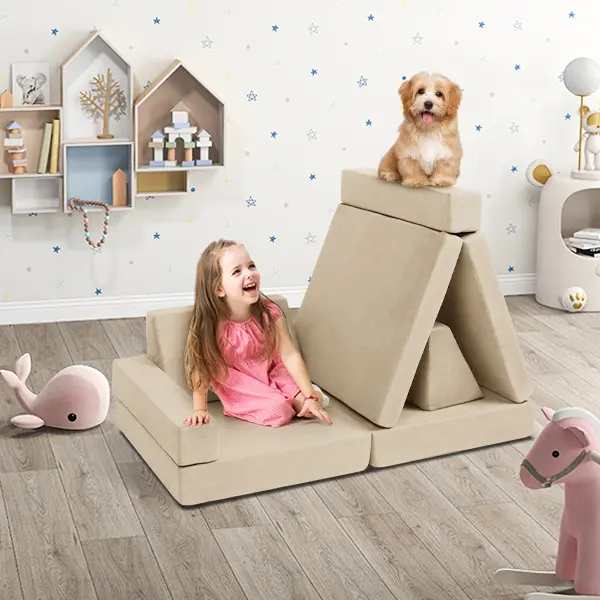 Topwin Founded Handrail Timonial Sofa– Modular Play Couch for Playroom & Bedroom, Instant Expansion, Stylish & Comfortable