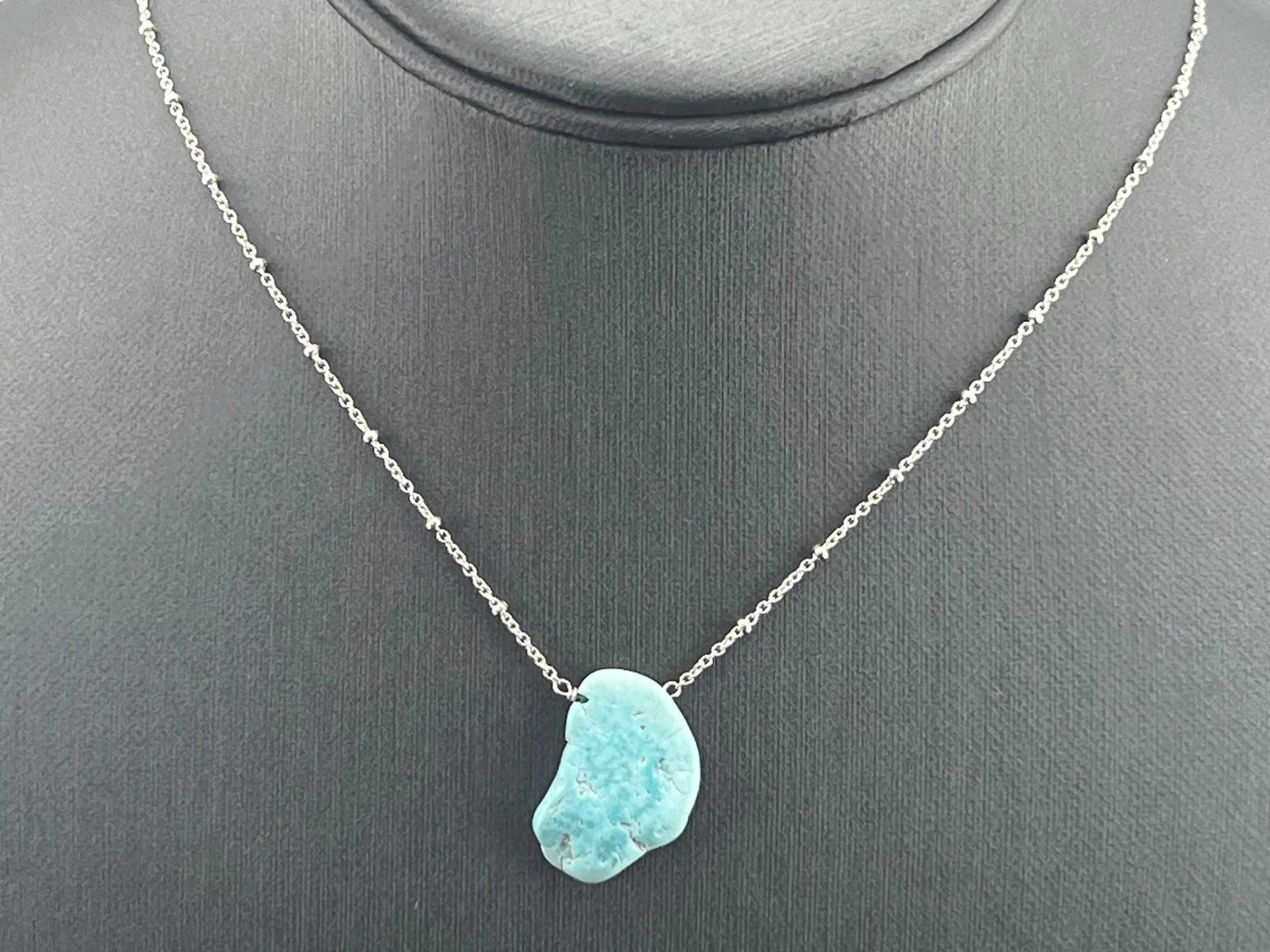 Genuine Turquoise Necklace • 925 Sterling Silver • Natural Blue Gemstone Jewelry