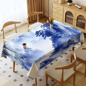 1 Piece Rectangular Tablecloth, Polyester Fabric, Thickened & Easy to Clean, Multi - Color with Landscape Design, Multiple Specifications Available, Waterproof & Oil - Resistant, Suitable for Home & Outdoor Use, Cozy Dining Ambiance