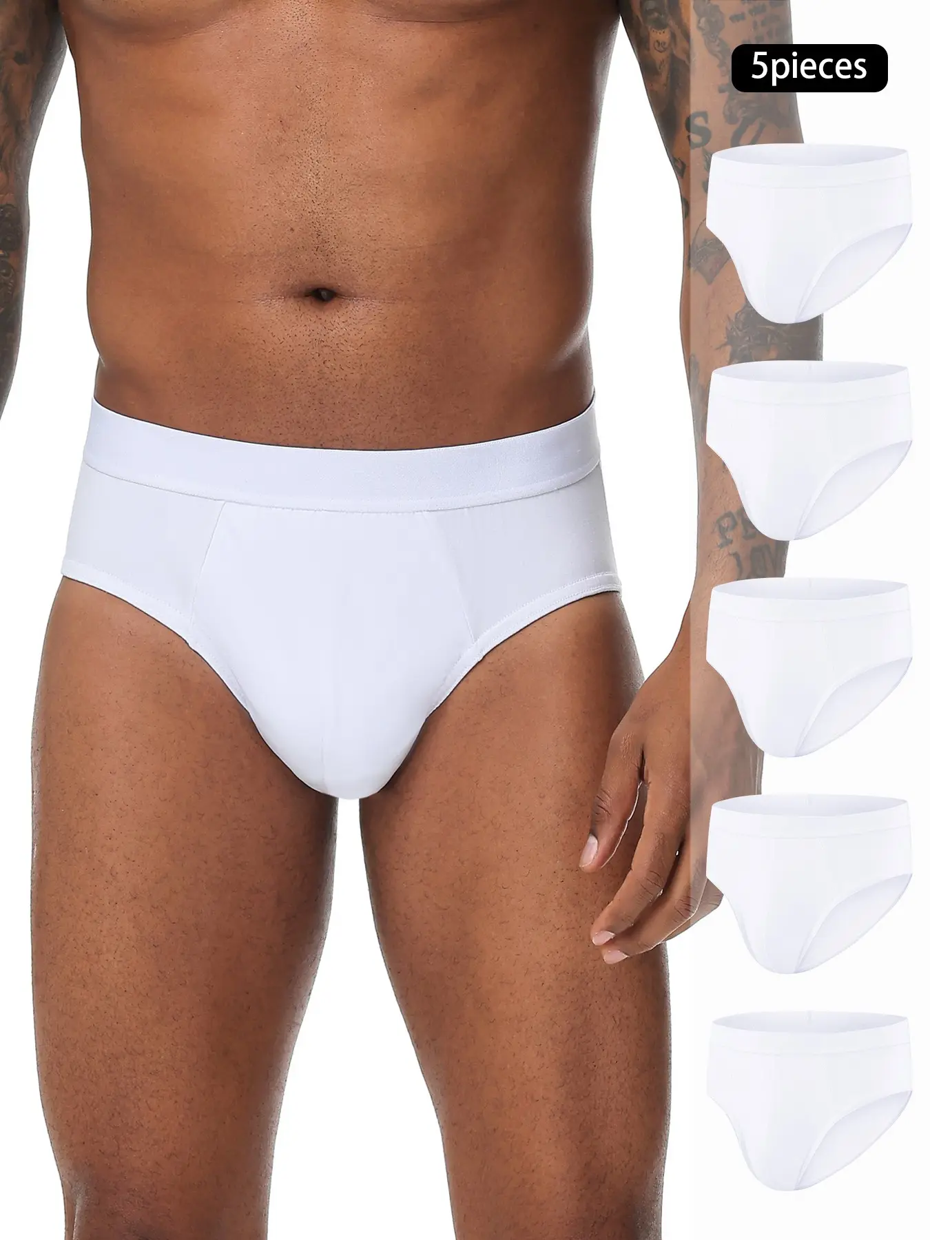 5pieces Pack White Briefs Brand Boxer Fashion Style for Men Panties Underwear Male And Underpants For Homme Shorts Slips Casual Comfy Underwear Soft Stretch Briefs Soft Stylish Brief Casual Style Underwear Plain Briefs