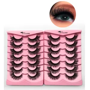 Fluffy False Eyelashes, 14 Pairs/set Mixed Curl Faux Cluster Eyelashes for Eyelashes Extensions, Natural Curling Eyelashes Kit for Women & Girls Eye Makeup Enhancement