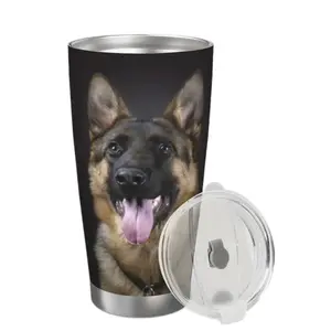 German Shepherd Dog 20oz Tumbler - Metallic Color with Dog Print, Ideal for Drinking and Storage - Drinkware, Bottle