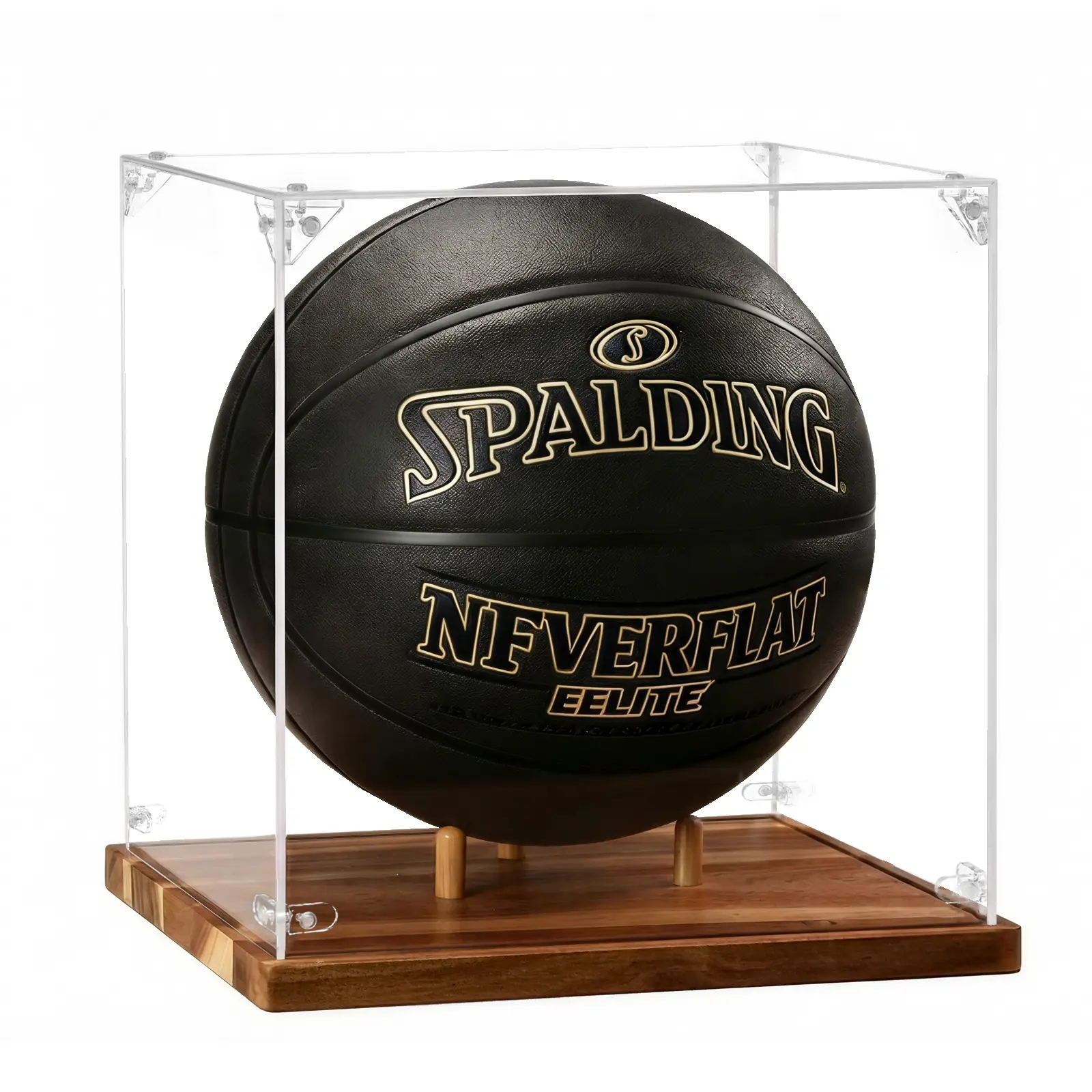 Basketball Display Case – Clear Acrylic Showcase Box with Wooden Base – Sports Ball Holder for Collectibles & Memorabilia Display