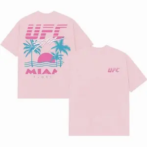 Mens Pink UFC 314 Off Shore Shirt, Bold Fight Night Graphic Tee, Ultimate Fighting Championship Fan Shirt, Official MMA Event Apparel