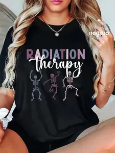 100% Cotton Unisex Radiation Therapy Funny Radiation Therapist T-Shirt Casual Top