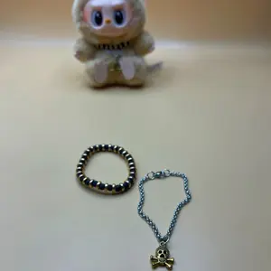 Labubu Bling - 2 Pc Skull Chain & Lava Stone Choker Set with Cute Doll Not Included Fashion Jewelry Accessories