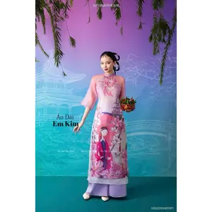 Purple Ao Dai Cach Tan|Red flowers New Year| with Pants T04 | Ao Dai for Women| Lunar New Year | Ao Dai Viet Nam