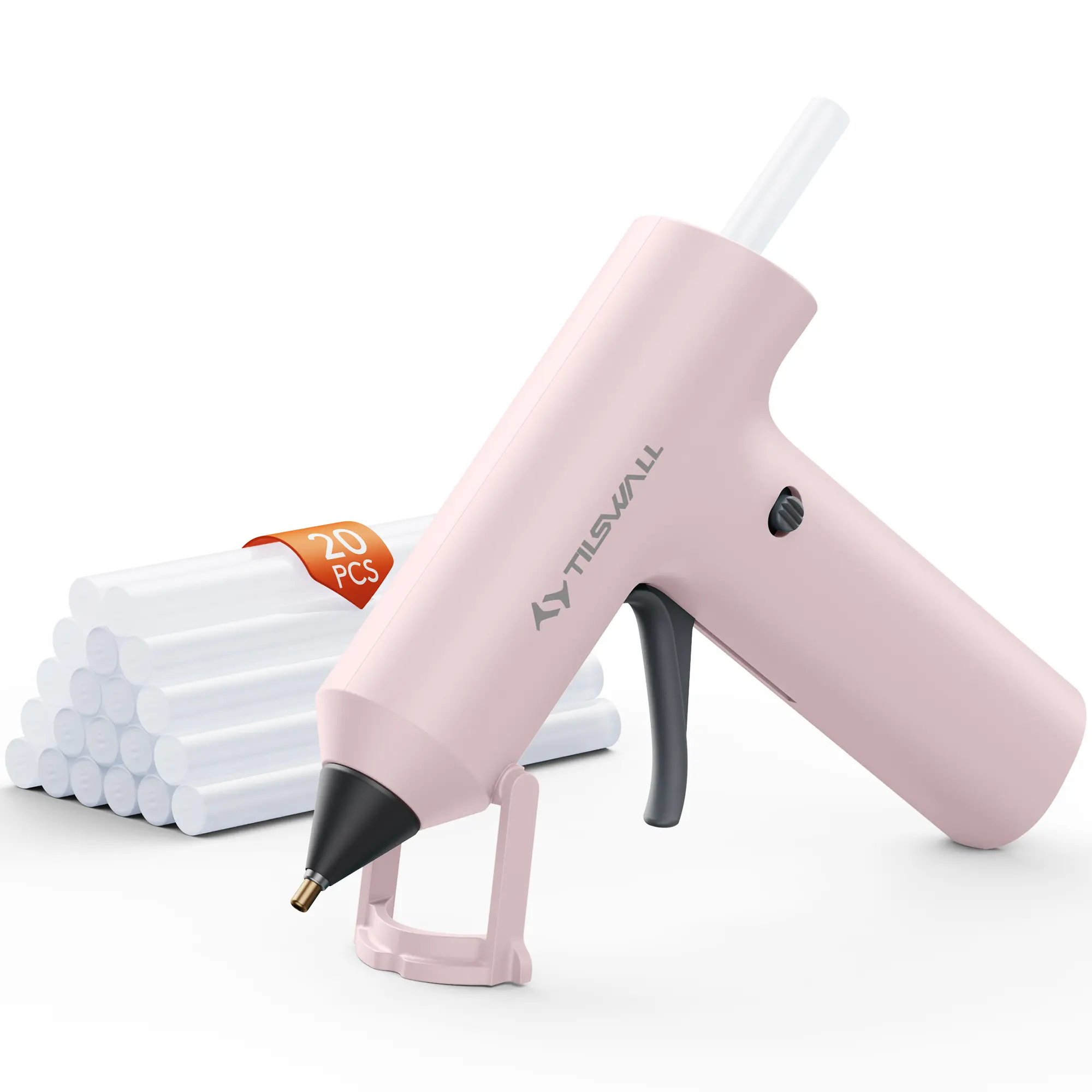 【Halloween DIY】Tilswall W106S Cordless Hot Glue Gun for Halloween DIY, 90s Fast Preheating Mini Glue Gun, 2000mAh USB-C Rechargeable, Anti-Drip Nozzle, Stand Design, 20 Glue Sticks Included