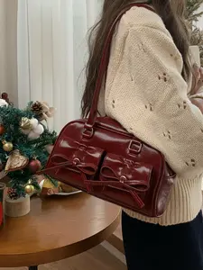 Christmas Bow Shoulder Bag for Women, New Handbag Pillow Case Bowling Ball Design, Fashion Commuter Bag, Stylish Crossbody Purse
