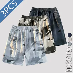 3PCS Men's Geometric Camo Shorts | Quick Dry Cooling Athletic Shorts for Home, Hiking & Fishing | All-Included Menswear