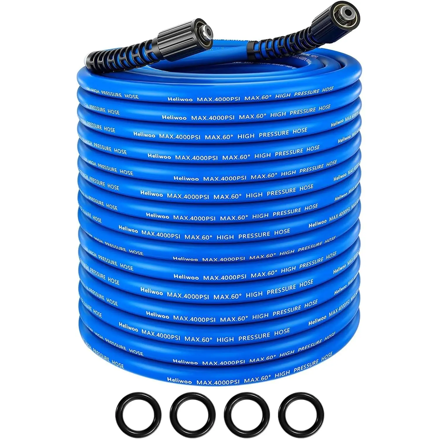 POHIR Pressure Washer Hose 50 FT x 1/4", Upgrade Kink Resistant Pro-Flexible Electric Power Washing Hose, 4000 PSI Replacement Extension Hose