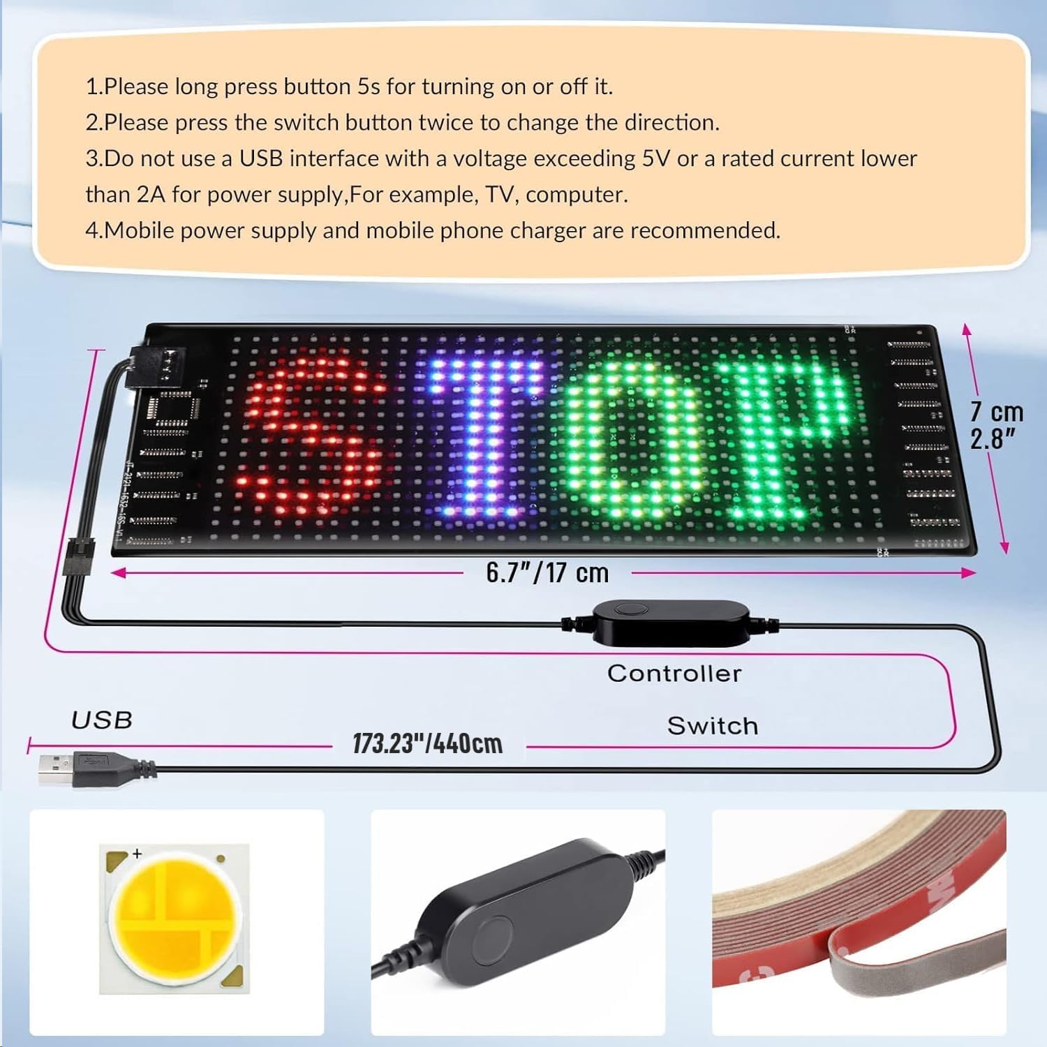Customizable RGB Flexible LED Panel, APP Controlled Text Display