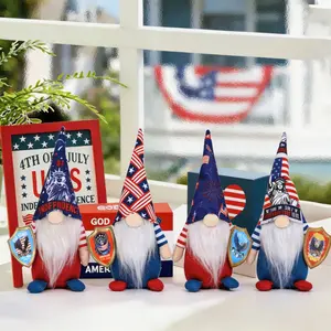 1pc American Independence Day Rudolph Dwarf Figurine, Faceless American Style Desk Decor, Holiday Gift, Desktop Decoration Ornament