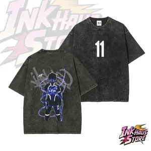 Isagi Yoichi, the protagonist of *Blue Lock*--Short Sleeve Cotton Unisex Retro wash Tee