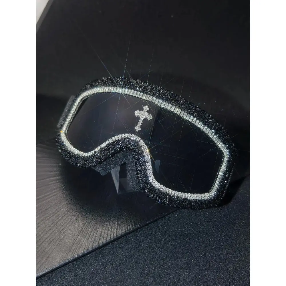 Unisex Rhinestone Criss-Cross Design Sunglasses, PC Frame UV Protection, Fashionable Sporty Streetwear Style, All-Season Wear, Modern Trendy Sunglasses