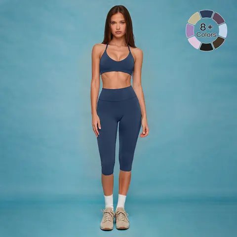 MFVIM Women’s Autumn 2-Piece Chic Workout Set - Thin-Strap Push-Up Support Sports Bra, High-Waisted Shorts High Waisted Activewear, Suitable for Workouts, Figure-Shaping Fitness Apparel