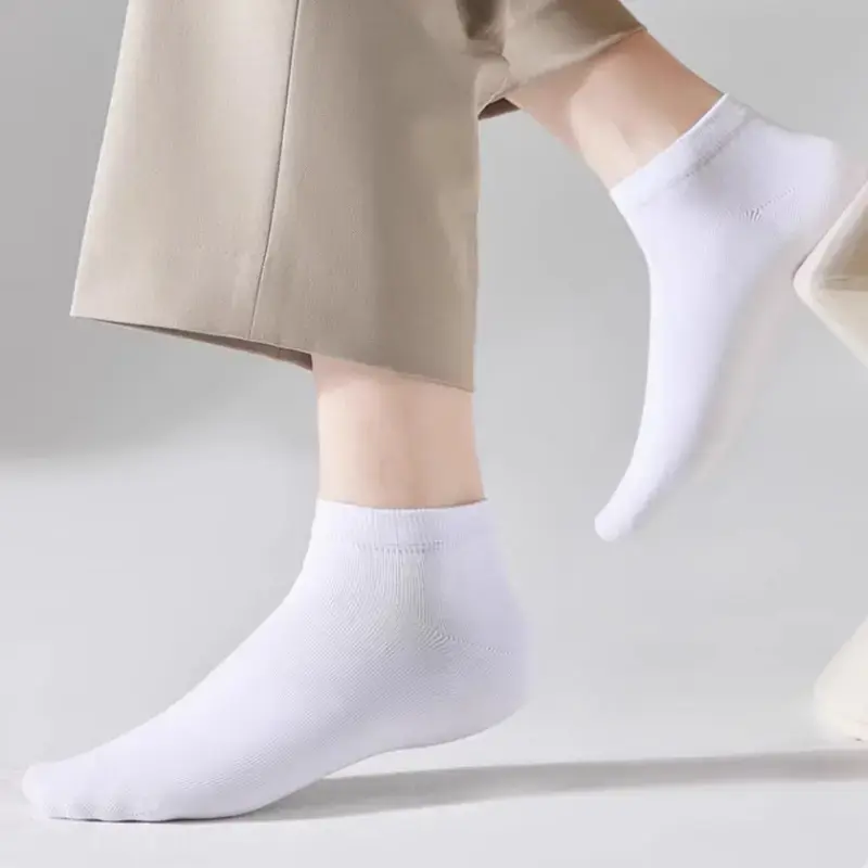 Women's 5-Pack Pure Cotton Tropical Solid Plain Mesh Ankle Crew Socks, Casual Stretchy Breathable Sweat-Absorbing All-Season Basic Soft Socks