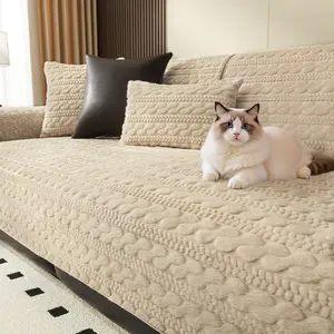 Geometric Jacquard Plush Warm Sofa Cover - Non-Slip, Washable Couch Protector for Kids, duvet cover,soft elastic breathable,paloma wool,Soft Fuzzy Furniture Cover for Sectional Couches, Pets outdoorfun
