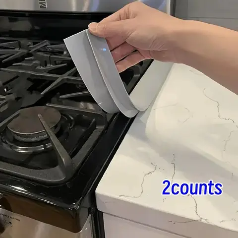 【Black Friday】2-Piece Silicone Stove Gap Covers, Heat-Resistant Gap Filler Between Stove and Countertops, Easy-to-Clean Kitchen Accessories & Supplies