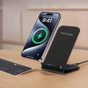 Wireless Charger Stand for iPhone 17/16/15/14/13/12/11/X/8, 20W Fast Charging Dock Station for Samsung Galaxy S25/S24/S23, 20W Fast Charging Dock Station