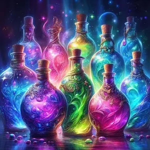 5D DIY Full Diamond Round Diamond Painting - Diamond Art Kit Starry Sky Bottle Mosaic, Canvas - DIY Decor, Home Wall Decoration, Perfect for Halloween, Christmas, Independence Day, Birthdays, and Anniversary Gifts