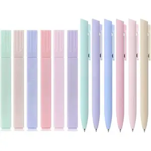 Aesthetic Highlighters and Gel Pens, 12 count Morandi  Highlighter No Bleed, Color Ink Gel Pens,  Study Supplies, School Supplies