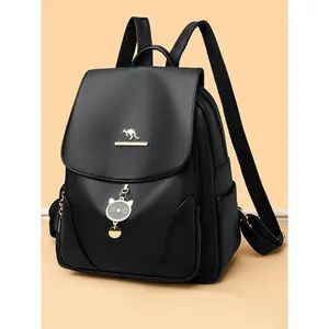 Women's Fashionable Solid Color Business Style Backpack, Casual Large Capacity Versatile Backpack, Soft Leather Backpack for Women & Men for Commuting, Going Out, School