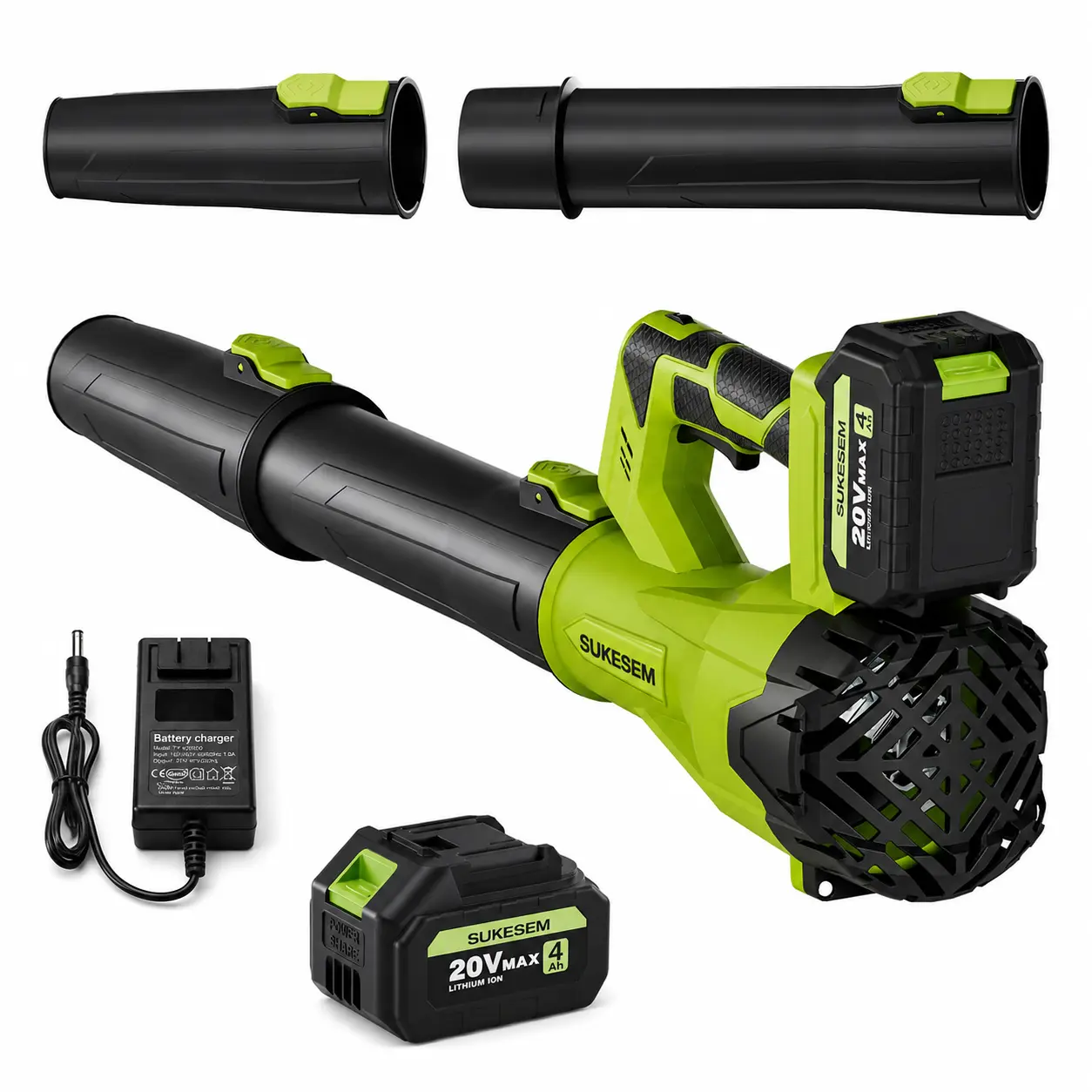 Cordless Electric Leaf Blower, 2×4Ah Batteries & Charger Included, 6-Speed Control, Powerful Garden Tool for Patio Surfaces, Lawn Care