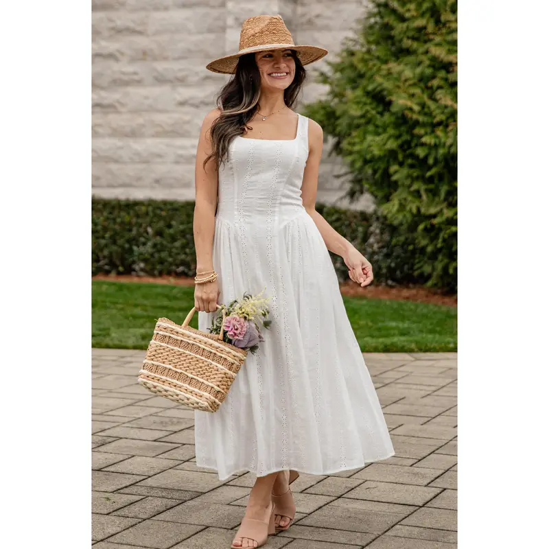 White eyelet dresses net - TikTok Shop
