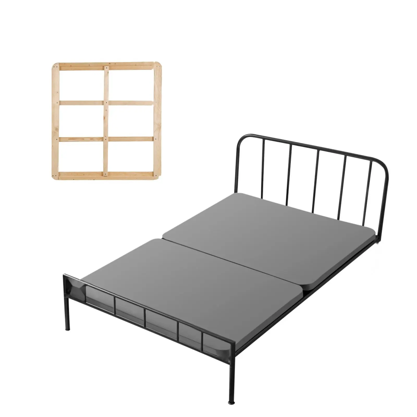 Twin Size Bunkie Board, 1.5-Inch Wooden Slats With 200D Oxford Cloth Cover, Sturdy Mattress Support For Twin Size Bed, Easy Under-Mattress Assembly, Two-Piece Gray Foundation, Low-Profile Slat System