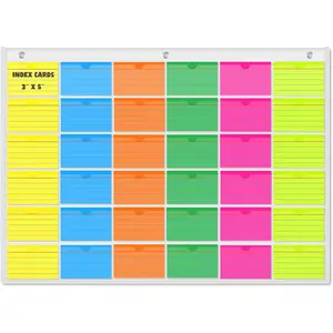 3" x 5" Index Card Holder Sleeve - 36 Card Slots Organizer for Office, Classroom and Home - Pocket Chart Perfect for Studying, Workflow Tracking, Presentations and Organization