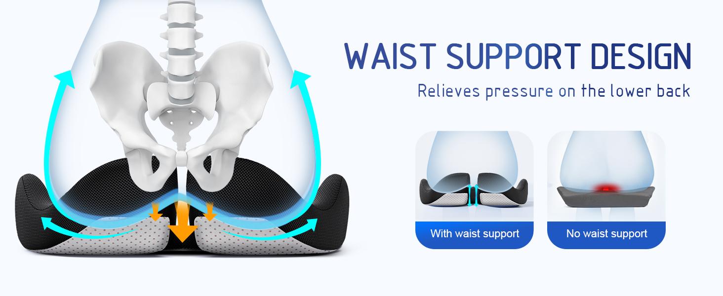 Non-Slip Memory Foam Seat Cushion for Office Chair, Gaming Chair & Car Seat, Ergonomic Support for Back, Legs & Long Sitting