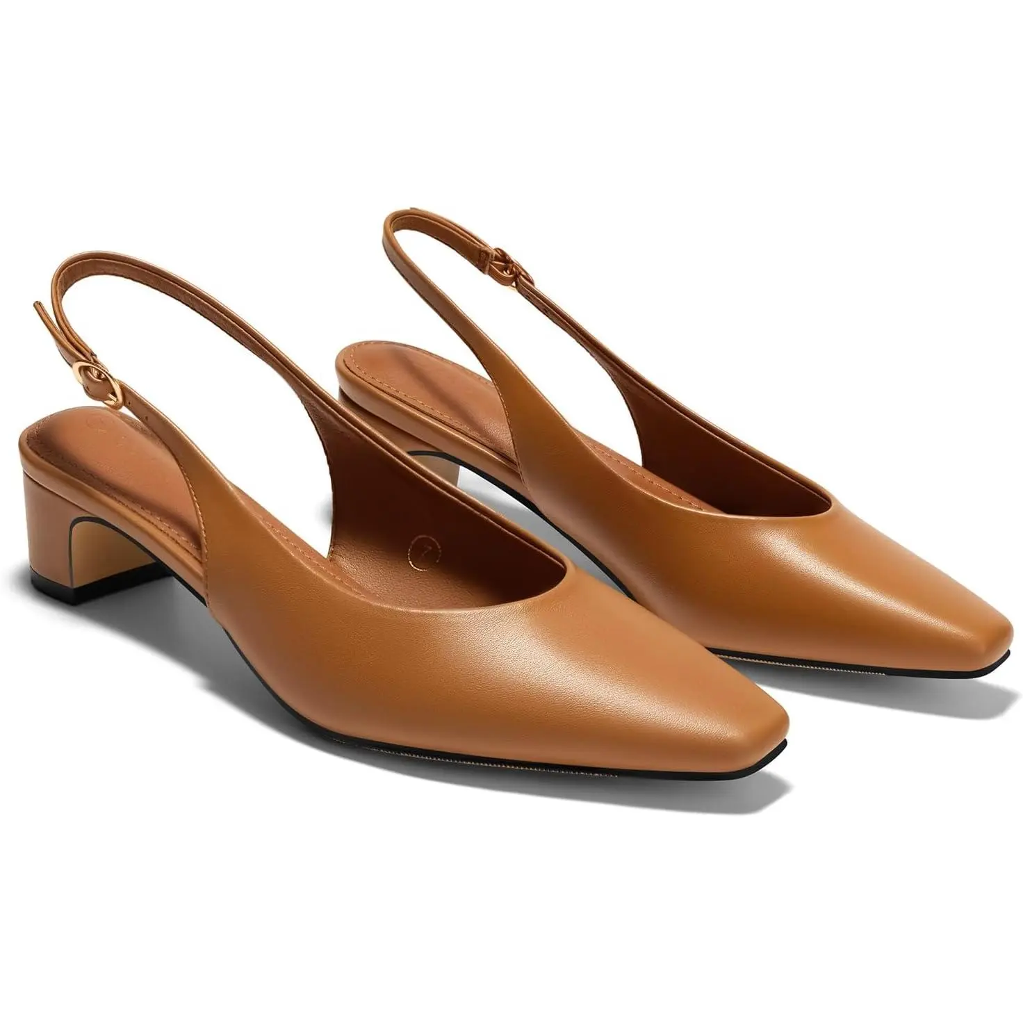 Coutgo Womens Chunky Low Heels Slingback Pumps Closed Square-Pointed Toe Work Office Dress Shoes tiktokshopbacktoschool